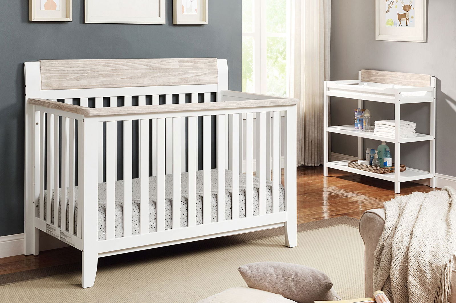 Hayes 4-in-1 Convertible Crib White/Natural - Natural CuteNest