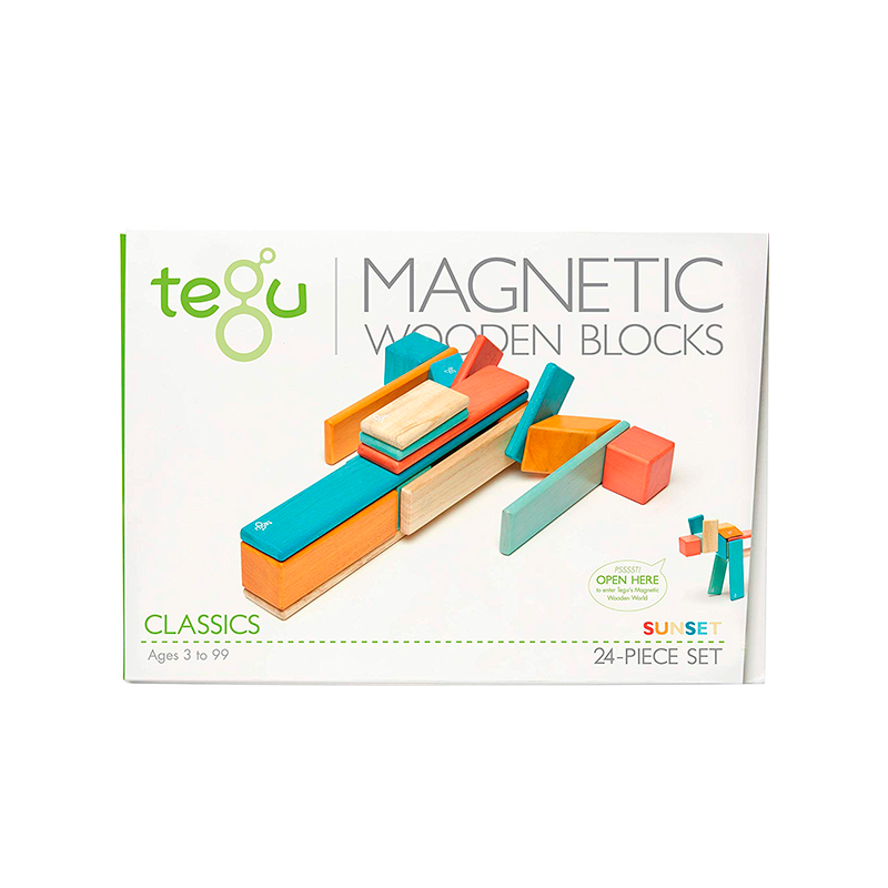 Magnetic Wooden Blocks 24-Piece Set - Natural CuteNest