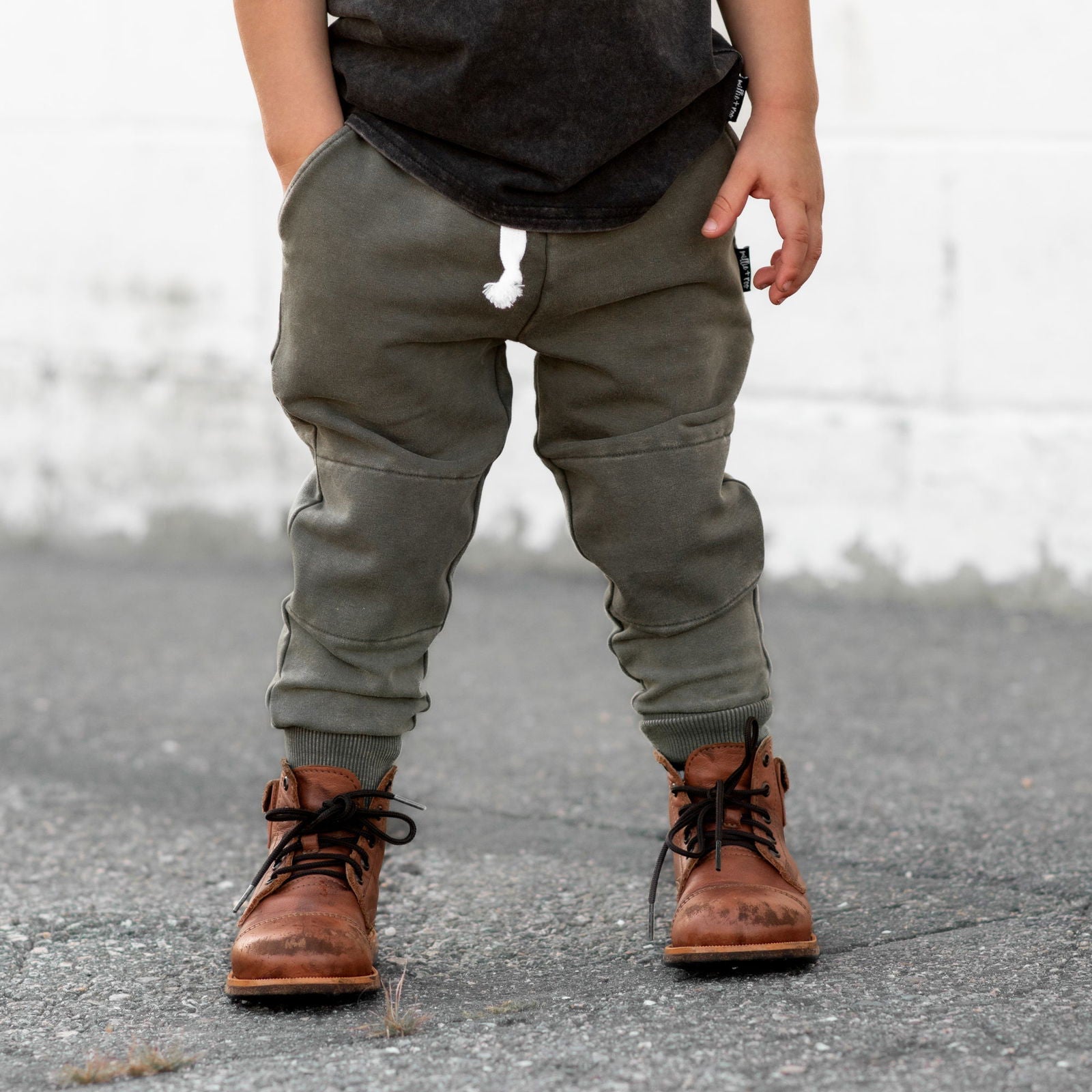 Moss Snow Wash French Terry Joggers - Natural CuteNest