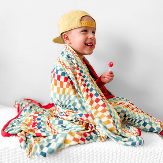 3-Layer Oversized Cozy Blanket - Groovy Check