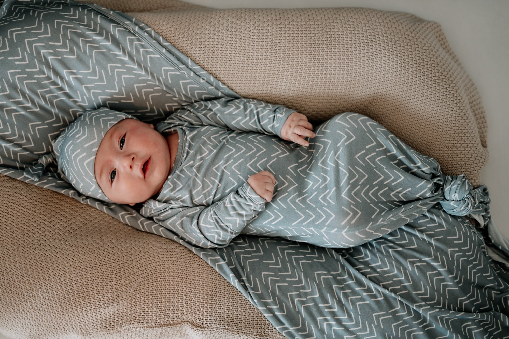 Bamboo Knotted Gown - Blue Mud Cloth