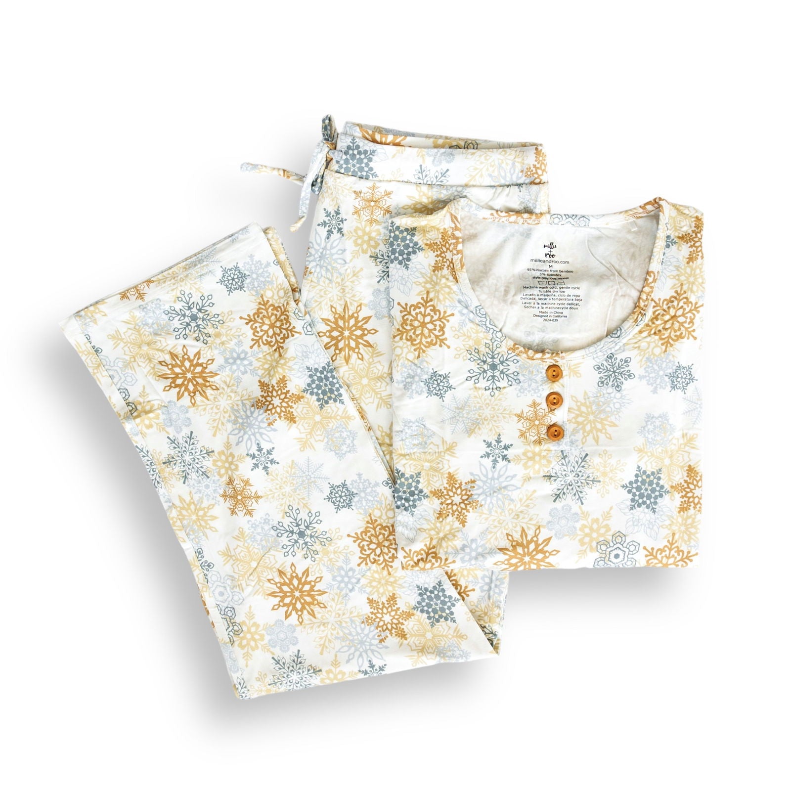 Women's Pajama Set in Snowflake - Natural CuteNest