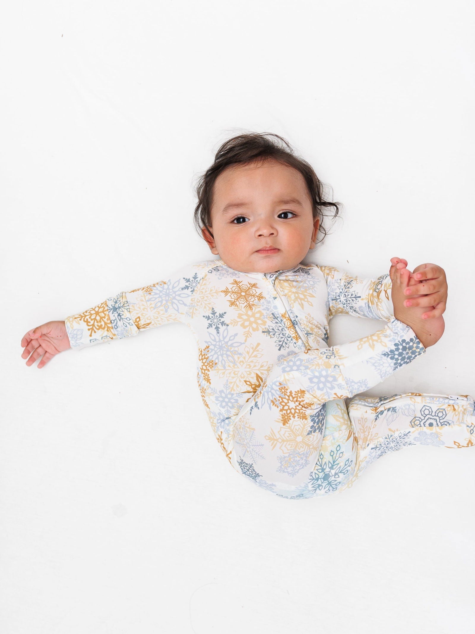 Zip Romper in Snowflakes - Natural CuteNest